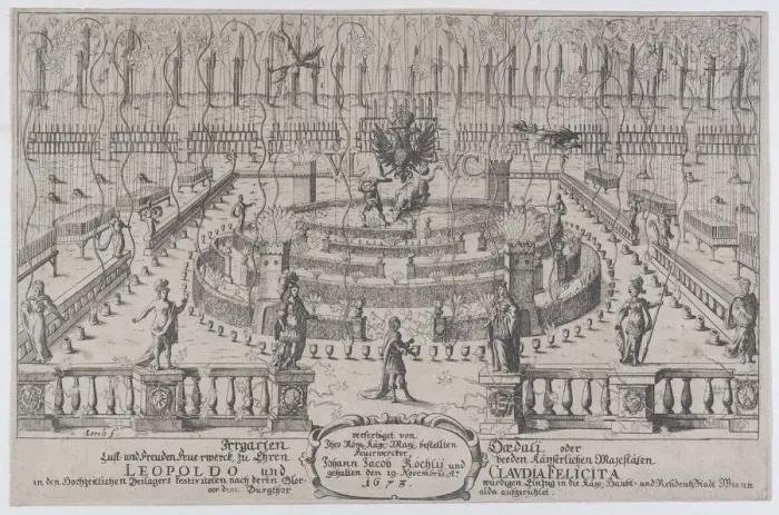 Framed Print : Fireworks display, Nuremberg, 1659, 1673. Creator: Anon Framed Print : Fireworks display, Nuremberg, 1659, 1673. Creator: Anon