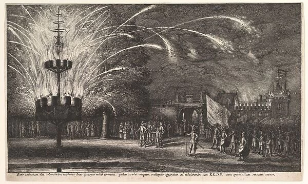 Fireworks at Hemissem, 1625-77. Creator: Wenceslaus Hollar