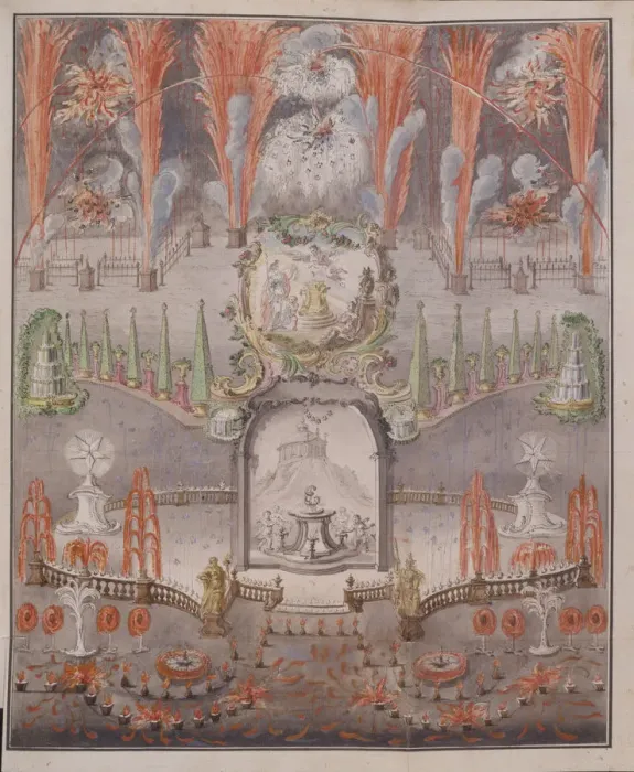 Framed Print : Fireworks and illumination on September 17, 1747 in Gostilitsy, Mid of the 18th cen Artist: Anonymous Framed Print : Fireworks and illumination on September 17, 1747 in Gostilitsy, Mid of the 18th cen Artist: Anonymous