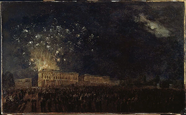 Fireworks on the occasion of the birth of the Duke of Normandy, c1782. Creator: Pierre-Antoine Demachy