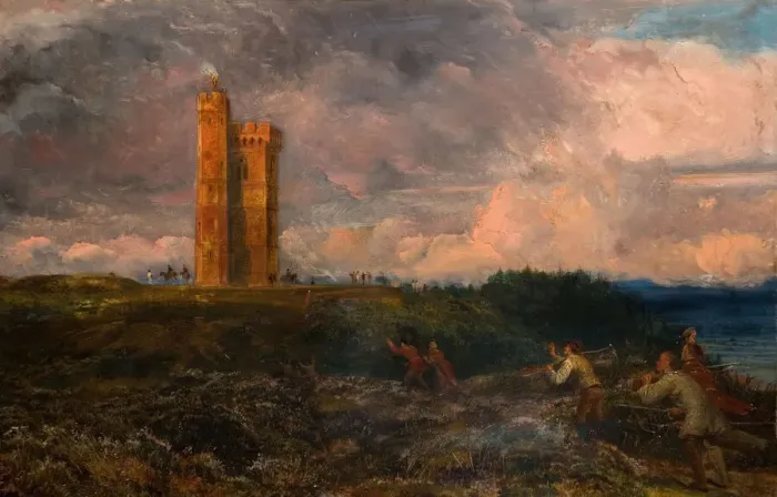 Framed Print : The Firing Of The Beacon (1868-1870). Creator: Richard Redgrave