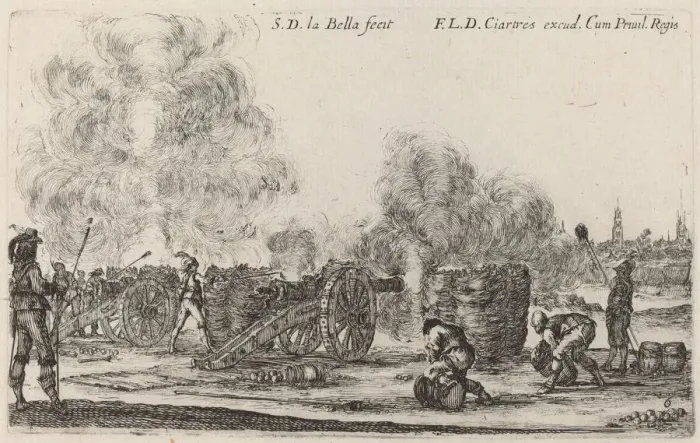 Framed Print : Firing the Cannons, c. 1641. Creator: Stefano della Bella Framed Print : Firing the Cannons, c. 1641. Creator: Stefano della Bella