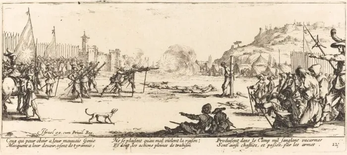 Framed Print : The Firing Squad, c. 1633. Creator: Jacques Callot Framed Print : The Firing Squad, c. 1633. Creator: Jacques Callot