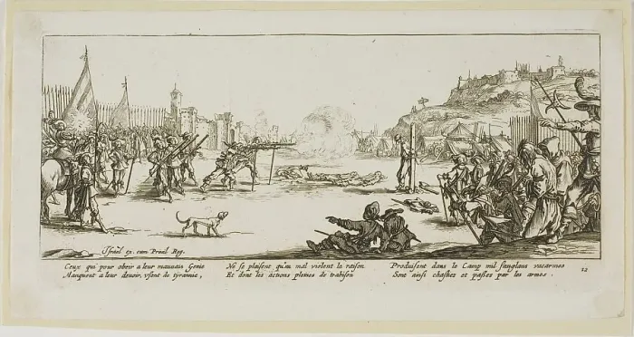 Framed Print : The Firing Squad, plate twelve from The Large Miseries of War, n.d. Creator: Gerard van Schagen Framed Print : The Firing Squad, plate twelve from The Large Miseries of War, n.d. Creator: Gerard van Schagen