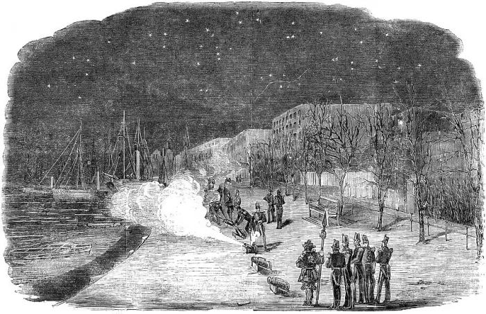 Framed Print : Firing of the Tower Guns [after peace is declared], 1856. Creator: Unknown