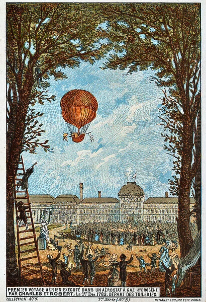 First aerial voyage by Charles and Robert, Paris, France, 1783 (1890s)