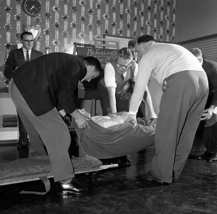 Framed Print : First aid competition, Mexborough, South Yorkshire, 1961. Artist: Michael Walters Framed Print : First aid competition, Mexborough, South Yorkshire, 1961. Artist: Michael Walters