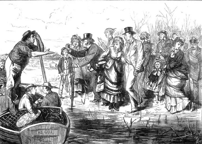 Framed Print : The First of April: a sketch at the Boat-Race, 1871. Creator: Unknown Framed Print : The First of April: a sketch at the Boat-Race, 1871. Creator: Unknown