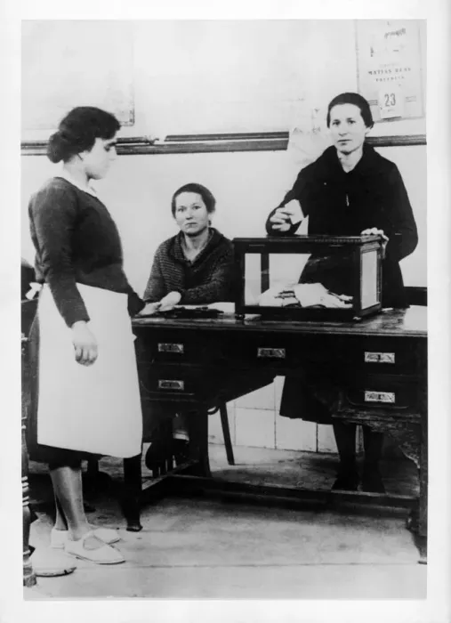 Framed Print : First ballot that allowed women to vote, polling station in a school in Madrid, legislative Framed Print : First ballot that allowed women to vote, polling station in a school in Madrid, legislative