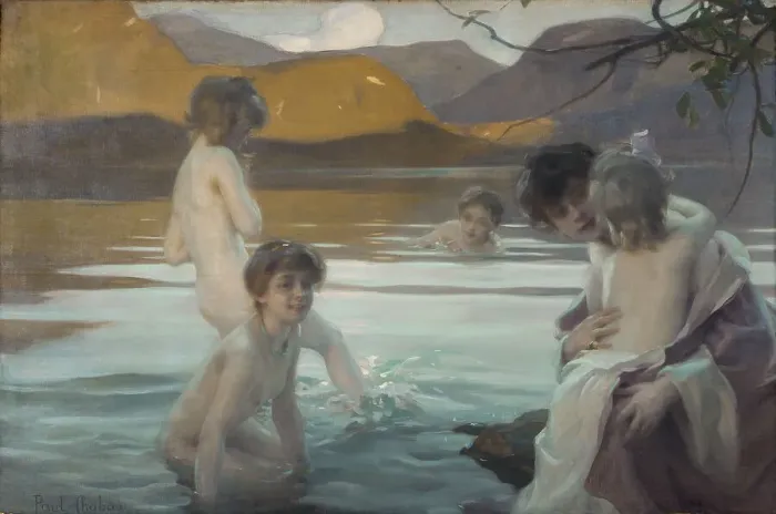 Framed Print : First bath, c1907. Creator: Paul Chabas Framed Print : First bath, c1907. Creator: Paul Chabas