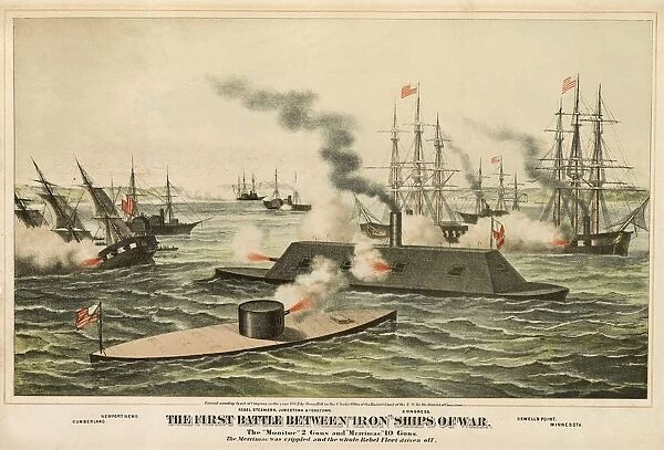The First Battle Between Iron Ships of War, published c. 1862
