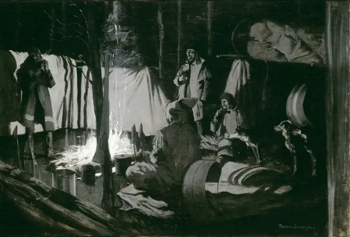 Framed Print : First and Best Camp of the Trip, 1895. Creator: Frederic Remington