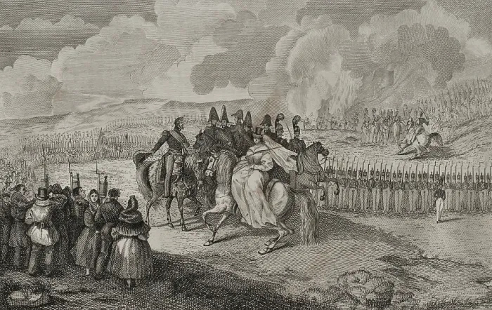 Framed Print : First Carlist War, (1833-1840): Military review of 1st January 1834, under the presidency of...1842. Creator: Pedro Celestino Mare Framed Print : First Carlist War, (1833-1840): Military review of 1st January 1834, under the presidency of...1842. Creator: Pedro Celestino Mare