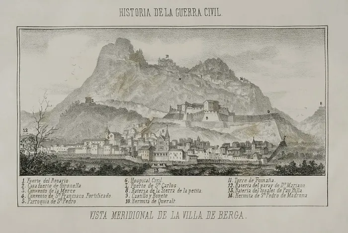 Framed Print : First Carlist War, (1833-1840): Southern view of the town of Berga, 1870. Creator: Unknown Framed Print : First Carlist War, (1833-1840): Southern view of the town of Berga, 1870. Creator: Unknown