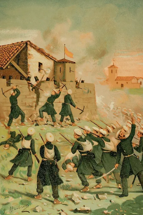 Framed Print : First Carlist War, (1833-1840): Taking of Beceite by Carlist troops in August 1834 (1890). Creator: Juan Alaminos Framed Print : First Carlist War, (1833-1840): Taking of Beceite by Carlist troops in August 1834 (1890). Creator: Juan Alaminos