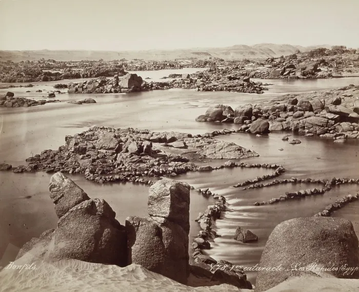 Framed Print : The First Cataract on the Nile, above Philae, 19th century. Creator: Maison Bonfils Framed Print : The First Cataract on the Nile, above Philae, 19th century. Creator: Maison Bonfils