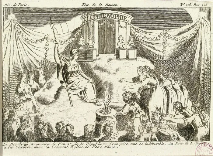 Framed Print : The first celebration of the Cult of Reason in Notre-Dame Cathedral on November 10, 1793... 1793. Creator: Anonymous Framed Print : The first celebration of the Cult of Reason in Notre-Dame Cathedral on November 10, 1793... 1793. Creator: Anonymous