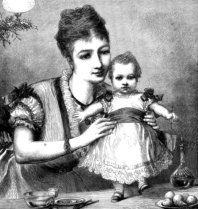 Framed Print : My First Christmas - drawn by A. Hunt, 1873. Creator: Unknown Framed Print : My First Christmas - drawn by A. Hunt, 1873. Creator: Unknown