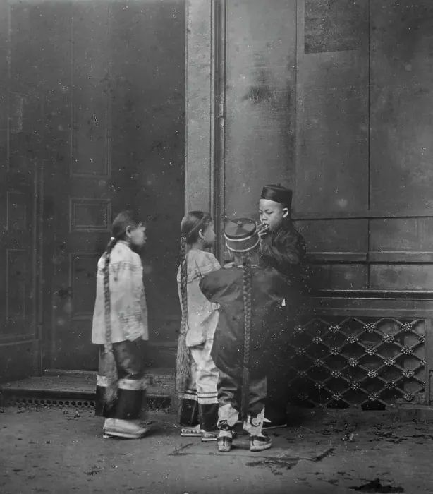 Framed Print : His first cigar, Chinatown, San Francisco, between 1896 and 1906. Creator: Arnold Genthe Framed Print : His first cigar, Chinatown, San Francisco, between 1896 and 1906. Creator: Arnold Genthe