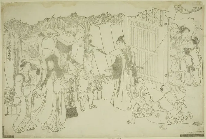Framed Print : The First Day of Business (Akinai hajime), from the illustrated book Colors of the... c. 1787. Creator: Torii Kiyonaga. The First Day of Business (Akinai hajime), from the illustrated book Colors of the... c. 1787. Creator: Torii Kiyonaga Framed Print : The First Day of Business (Akinai hajime), from the illustrated book Colors of the... c. 1787. Creator: Torii Kiyonaga. The First Day of Business (Akinai hajime), from the illustrated book Colors of the... c. 1787. Creator: Torii Kiyonaga