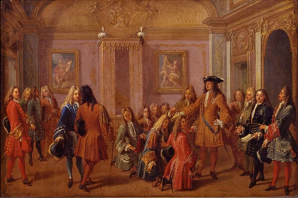 First Ennoblement of the Knights of the Order of Saint-Louis by Louis XIV in Versailles on 8 May 169 Artist: Marot, Francois (1666-1719)