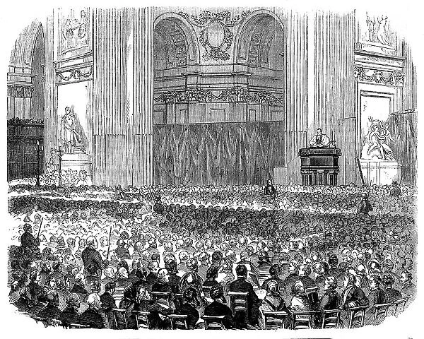 The First Evening Service at St. Paul's Cathedral, on Advent Sunday, 1858. Creator: Unknown