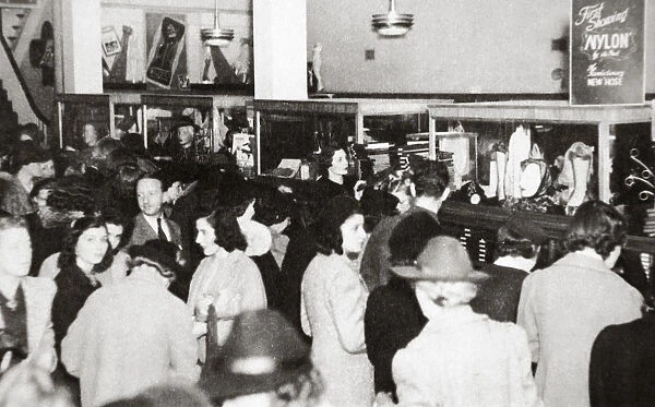 The first experimental sale of nylon stockings, Wilmington, Delaware, USA, 25 October, 1939