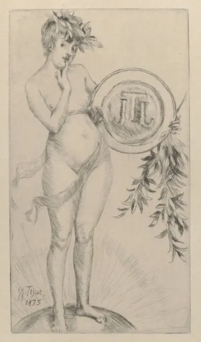 Framed Print : First Frontispiece (with the Monogram), 1875. Creator: James Tissot Framed Print : First Frontispiece (with the Monogram), 1875. Creator: James Tissot