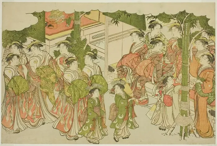 Framed Print : The First Garments of the New Year (Kiso hajime), from the illustrated book Colors... c. 1787. Creator: Torii Kiyonaga. The First Garments of the New Year (Kiso hajime), from the illustrated book Colors... c. 1787. Creator: Torii Kiyonaga Framed Print : The First Garments of the New Year (Kiso hajime), from the illustrated book Colors... c. 1787. Creator: Torii Kiyonaga. The First Garments of the New Year (Kiso hajime), from the illustrated book Colors... c. 1787. Creator: Torii Kiyonaga