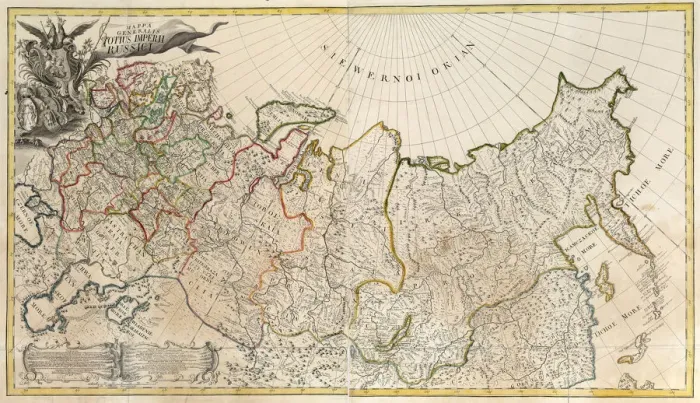 Framed Print : First General Map of the Russian Empire, 1745. Artist: Anonymous master Framed Print : First General Map of the Russian Empire, 1745. Artist: Anonymous master