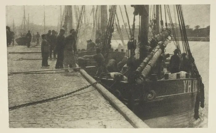 Framed Print : The First of the Herring, 1887. Creator: Peter Henry Emerson Framed Print : The First of the Herring, 1887. Creator: Peter Henry Emerson