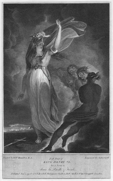 Framed Print : First part of King Henry VI. Act 5. Scene 4. Joan la Pucelle & Fiends, 1795. Artist: Anker Smith Framed Print : First part of King Henry VI. Act 5. Scene 4. Joan la Pucelle & Fiends, 1795. Artist: Anker Smith