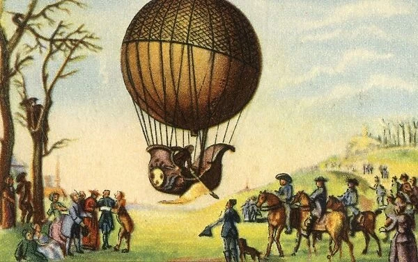 First manned ascent of a hydrogen balloon, Paris, France, 1 December 1783, (1932)