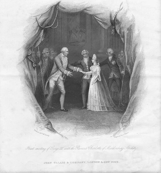 First meeting of George III with the Princess Charlotte... 1761, (mid 19th century)