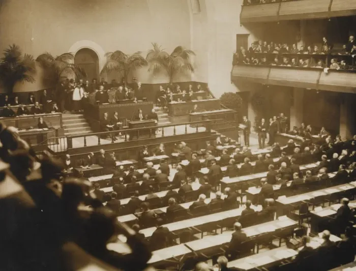 Framed Print : First meeting of the League of Nations, November 15, 1920 in Geneva, 1920. Creator: Anonymous Framed Print : First meeting of the League of Nations, November 15, 1920 in Geneva, 1920. Creator: Anonymous