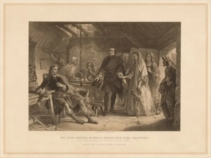 Framed Print : The First Meeting of Prince Charles with Flora Macdonald, 1747 (1878). Artist: Robert Anderson Framed Print : The First Meeting of Prince Charles with Flora Macdonald, 1747 (1878). Artist: Robert Anderson