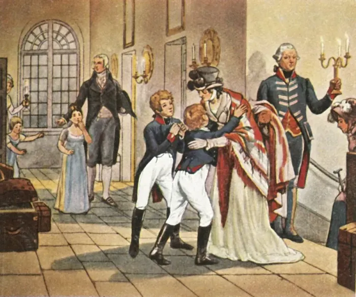 Framed Print : First meeting of Queen Louise and her children after the Battle of Jena, 18 October 1806, (1936)