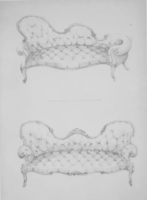 Framed Print : First Part of a Modern and Useful Work Containing 120 Designs of Furniture, ca. 1845. Creator: Henry Wood Framed Print : First Part of a Modern and Useful Work Containing 120 Designs of Furniture, ca. 1845. Creator: Henry Wood