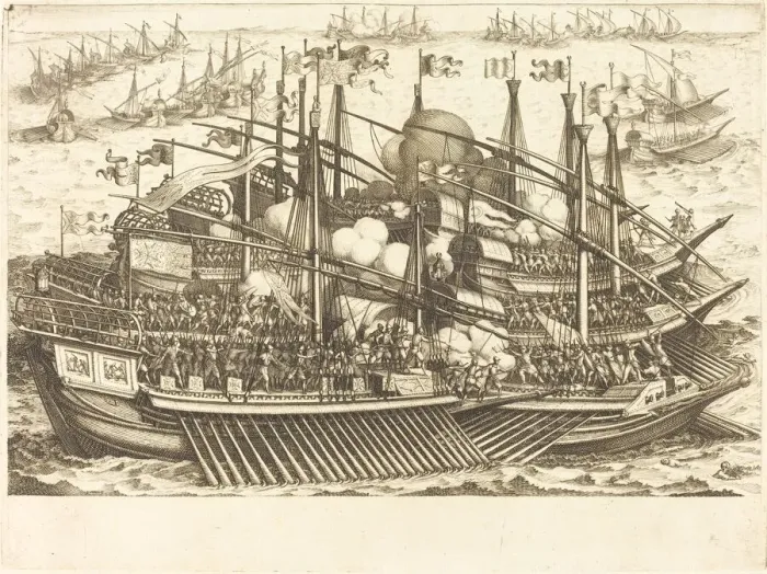 Framed Print : The First Naval Battle, c. 1614. Creator: Jacques Callot Framed Print : The First Naval Battle, c. 1614. Creator: Jacques Callot
