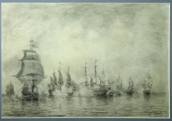 Framed Print : First Naval Battle. Naum Senyavin, 1865-1866. Artist: Bogolyubov, Alexei Petrovich (1824-1896) Framed Print : First Naval Battle. Naum Senyavin, 1865-1866. Artist: Bogolyubov, Alexei Petrovich (1824-1896)
