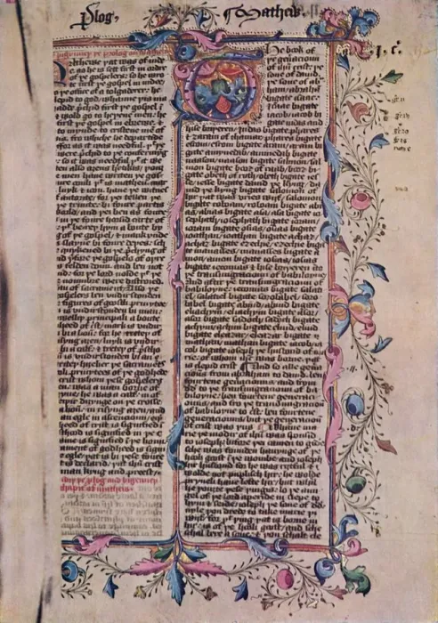 Framed Print : First Page of St Matthews Gospel, 15th century, (1947) Framed Print : First Page of St Matthews Gospel, 15th century, (1947)