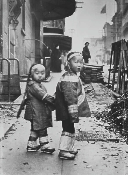 Their first photograph, Chinatown, San Francisco, between 1896 and 1906. Creator: Arnold Genthe