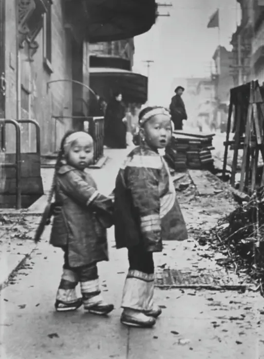 Framed Print : Their first photograph, Chinatown, San Francisco, between 1896 and 1906. Creator: Arnold Genthe Framed Print : Their first photograph, Chinatown, San Francisco, between 1896 and 1906. Creator: Arnold Genthe