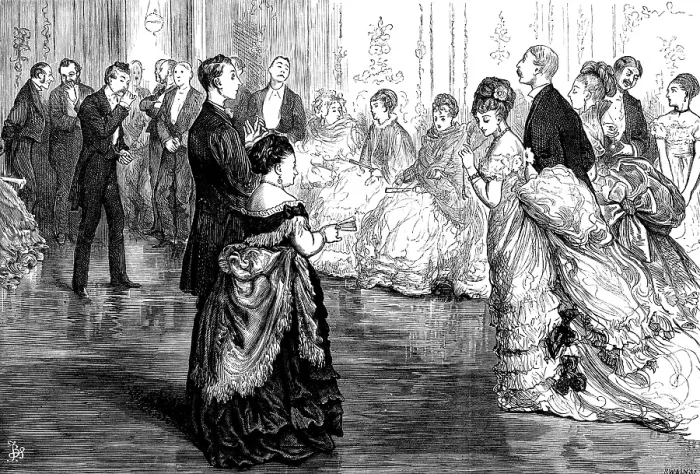 Framed Print : The First Quadrille - drawn by F. Barnard, 1873. Creator: Joseph Swain Framed Print : The First Quadrille - drawn by F. Barnard, 1873. Creator: Joseph Swain