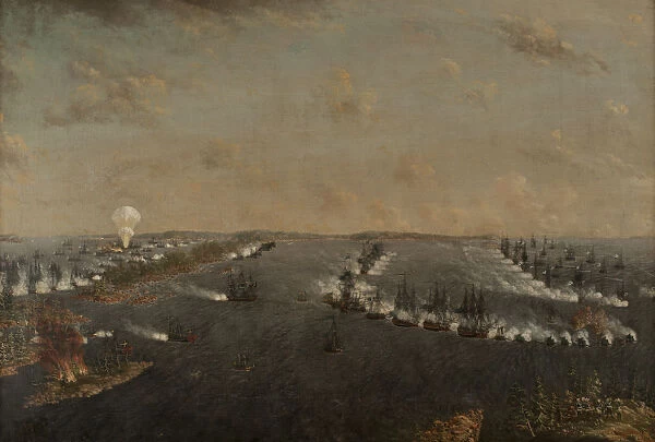 First Russo-Swedish Battle of Rochensalm on August 24, 1789, c. 1790. Creator: Schoultz