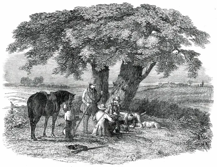Framed Print : The First of September - the Luncheon - drawn by Duncan, 1850. Creator: Unknown Framed Print : The First of September - the Luncheon - drawn by Duncan, 1850. Creator: Unknown