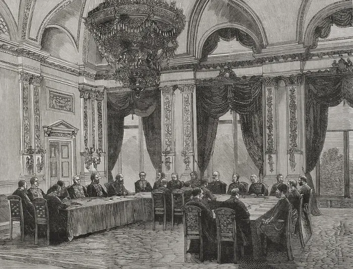 Framed Print : First session of the Congress, Congress of Berlin, June 13, 1878 (1878). Creator: Tomas Carlos Capuz Framed Print : First session of the Congress, Congress of Berlin, June 13, 1878 (1878). Creator: Tomas Carlos Capuz