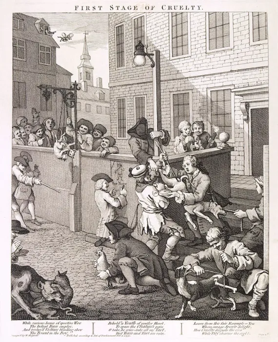 Framed Print : First Stage of Cruelty, plate I from The Four Stages of Cruelty, 1751 Framed Print : First Stage of Cruelty, plate I from The Four Stages of Cruelty, 1751