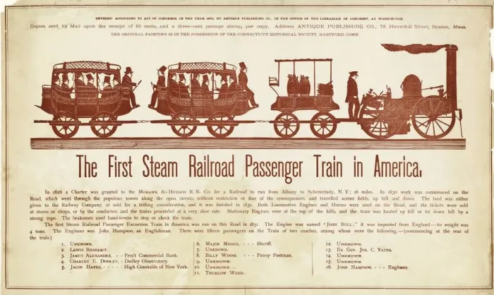 Framed Print : The First Steam Railroad Passenger Train in America, c. 1870 Framed Print : The First Steam Railroad Passenger Train in America, c. 1870