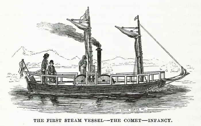 Framed Print : The first steam vessel - the Comet - infancy, 1858. Creator: Edwin Roffe Framed Print : The first steam vessel - the Comet - infancy, 1858. Creator: Edwin Roffe